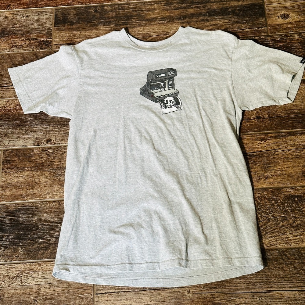 Vans - Skull Polaroid Logo - Gray Short Sleeve T-shirt Medium